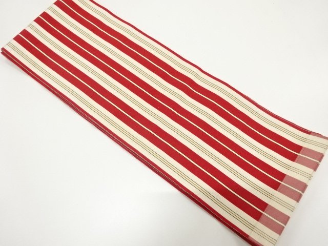 JAPANESE KIMONO / CHIKUZEN HAKATA STRIPE PATTERN WEAVING SINGLE HANHAB
